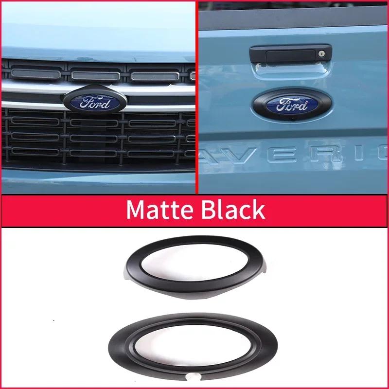 Car Sticker Ford New 2025 Hot For Ford Maverick 2022+ABS Carbon Fiber/ Black Logo Decoration Ring Front&Rear Cover 2026s Accesso