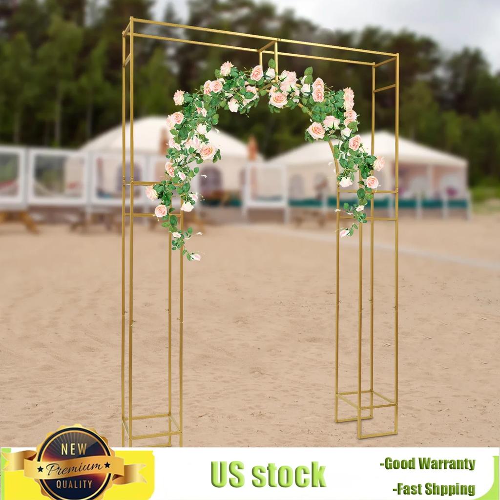 Metal Balloon Arch Bracket, 7.9ft Photography Background Prop, Double-frame Party DIY Decor Rack,Garden Plant Art Climbing Frame