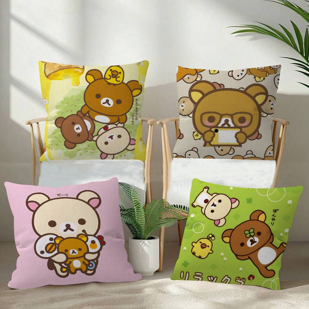 Popular Character Cute R-Rilakkuma Anime Pillow Cover For Bedroom Room And Living Room Sofa Decorative Cushion Cover