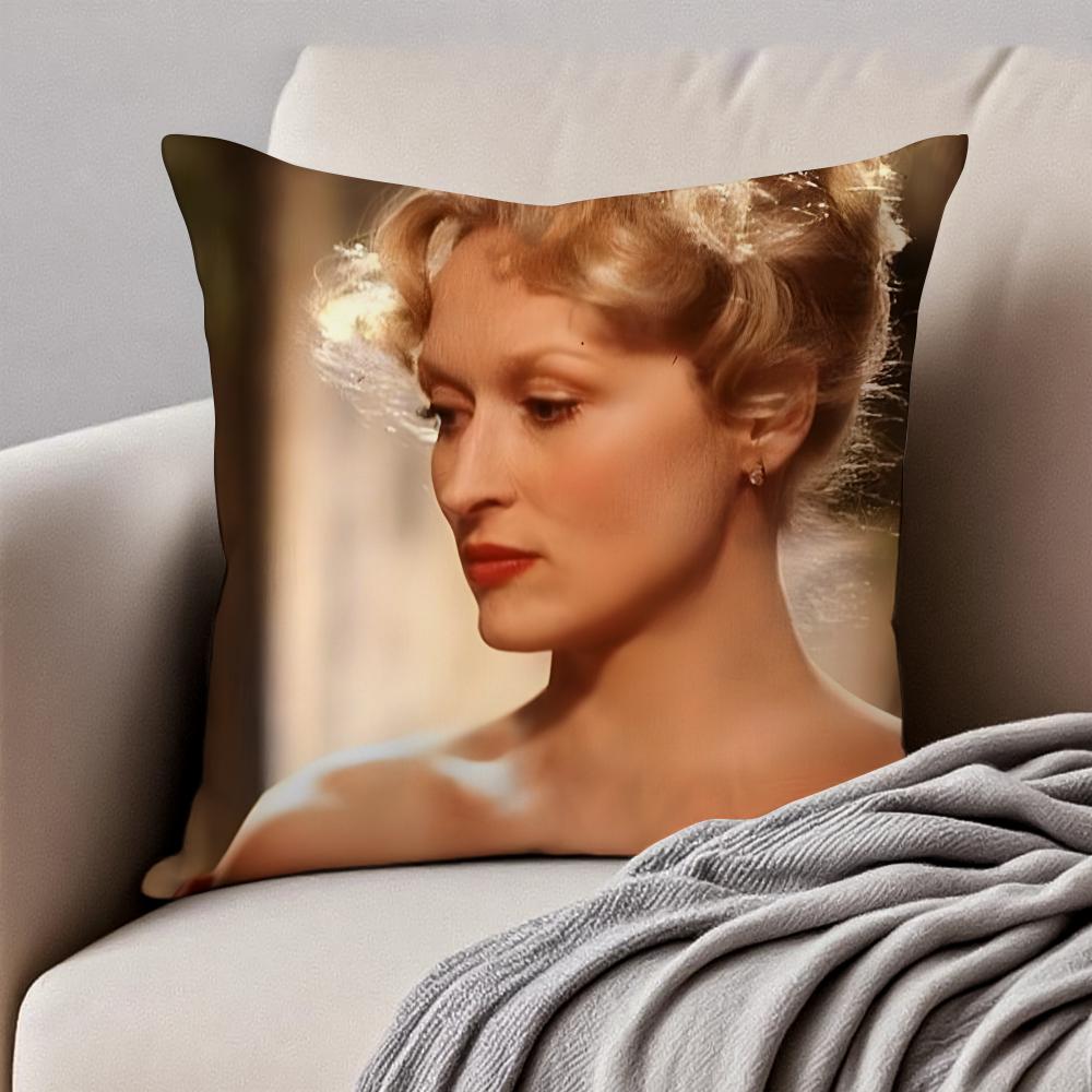 MMeryl Streep Cushion Cover Pillowcase Antidustmite Invisible Zipper Short Plush Sofa Cushion