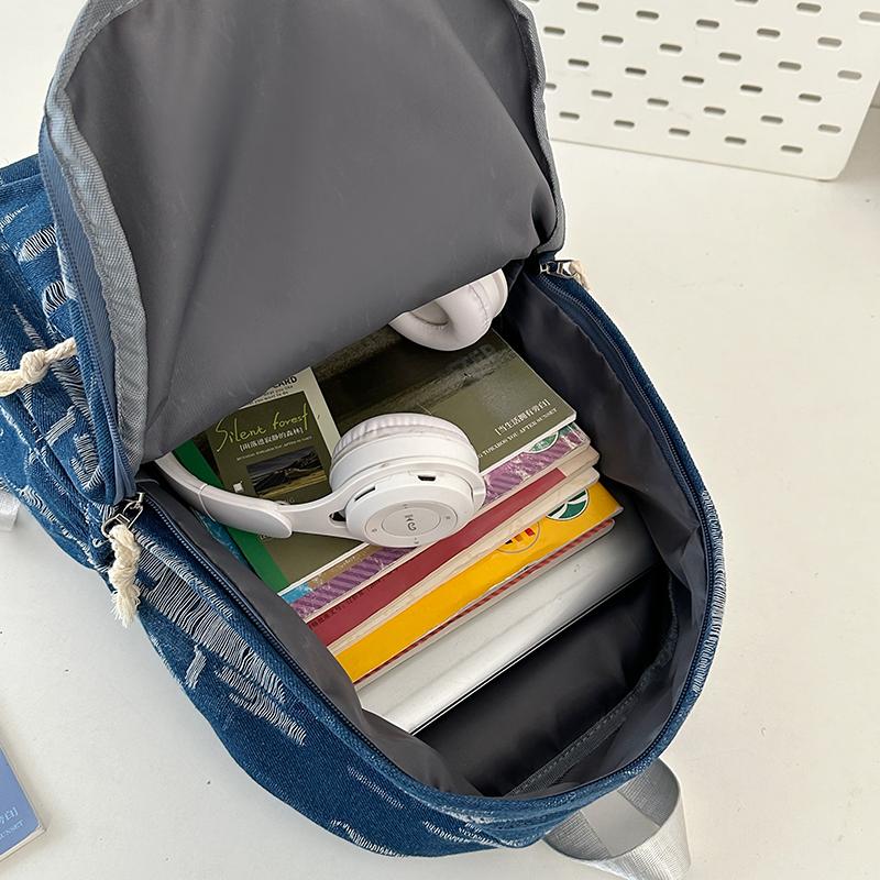 Большая вместимость джинсового рюкзака в стиле колледжа, школьная сумка для студента, женская дорожная сумка