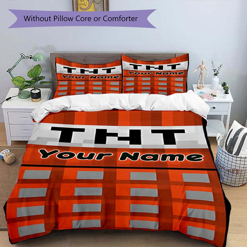 3PC Custom Name TNT Adventure" Bedding Set Printed Bedding Set Duvet Cover Closure Includes 1 Duvet Cover & 286 Pillowcases for Bedroom