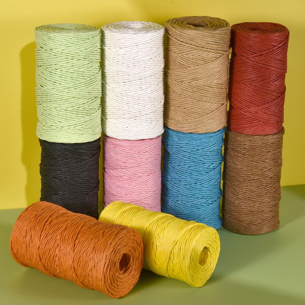 100 ярдов натуральная бумажная соломенная пряжа для ручной вязки крючком соломенная бумажная пряжа DIY летняя шляпа от солнца пляжная сумка ремесло ручной работы