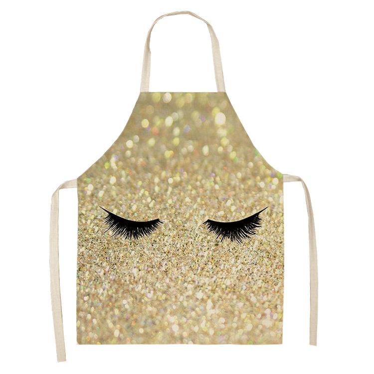 Eyelash Printing Apron Clean Art Sleeveless Home Kitchen Cooking Apron Chef Clothing Cotton Linen Bib for Adults