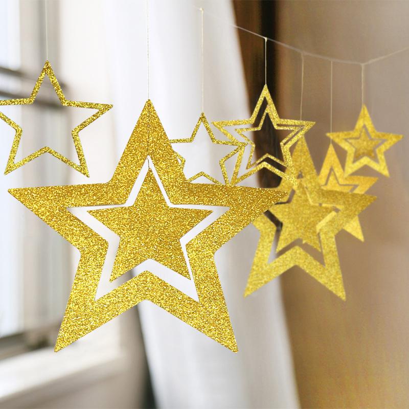 7pcs/lot Twinkle Star Paper Pendant Garland Ornaments Christmas Decorations for Home New Year Natal Noel Decor Navidad 2020