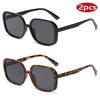 2pcs Square Sunglasses Woman Retro Vintage ColorfulSun Glasses Big Frame Female Outdoor Unisex Retro EyewearmTravel Goggles