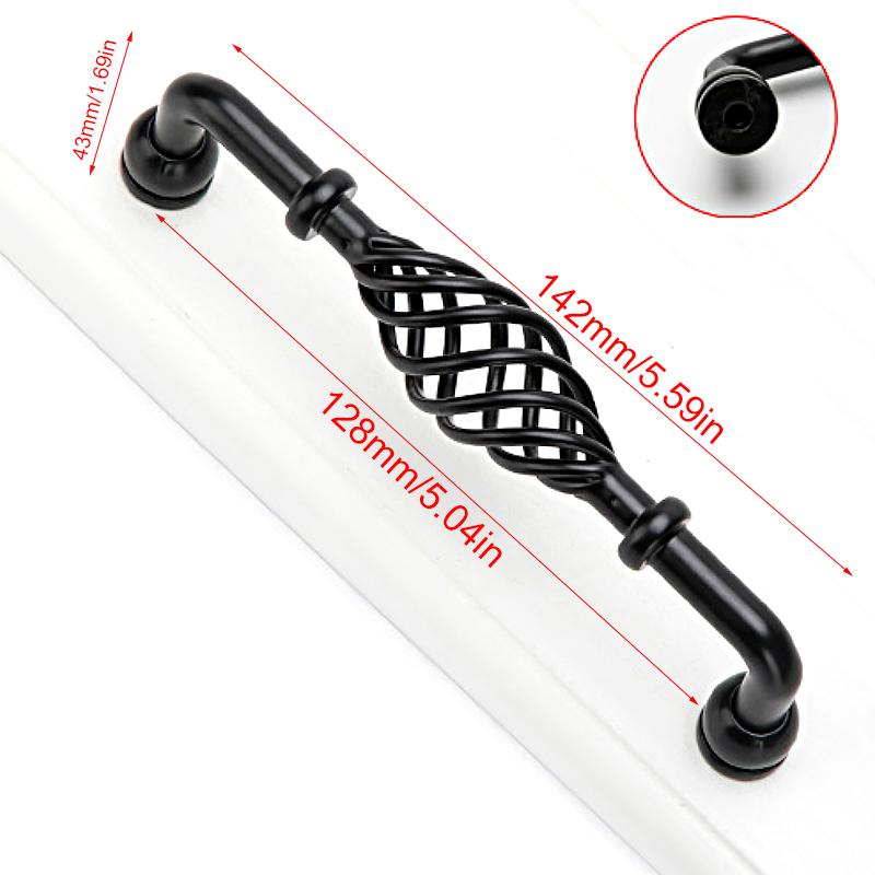 1 шт. прочные ручки для кухонного шкафа в форме птичьей клетки, винтажные ручки для ящиков, черная ручка для мебели, полая ручка, простая установка