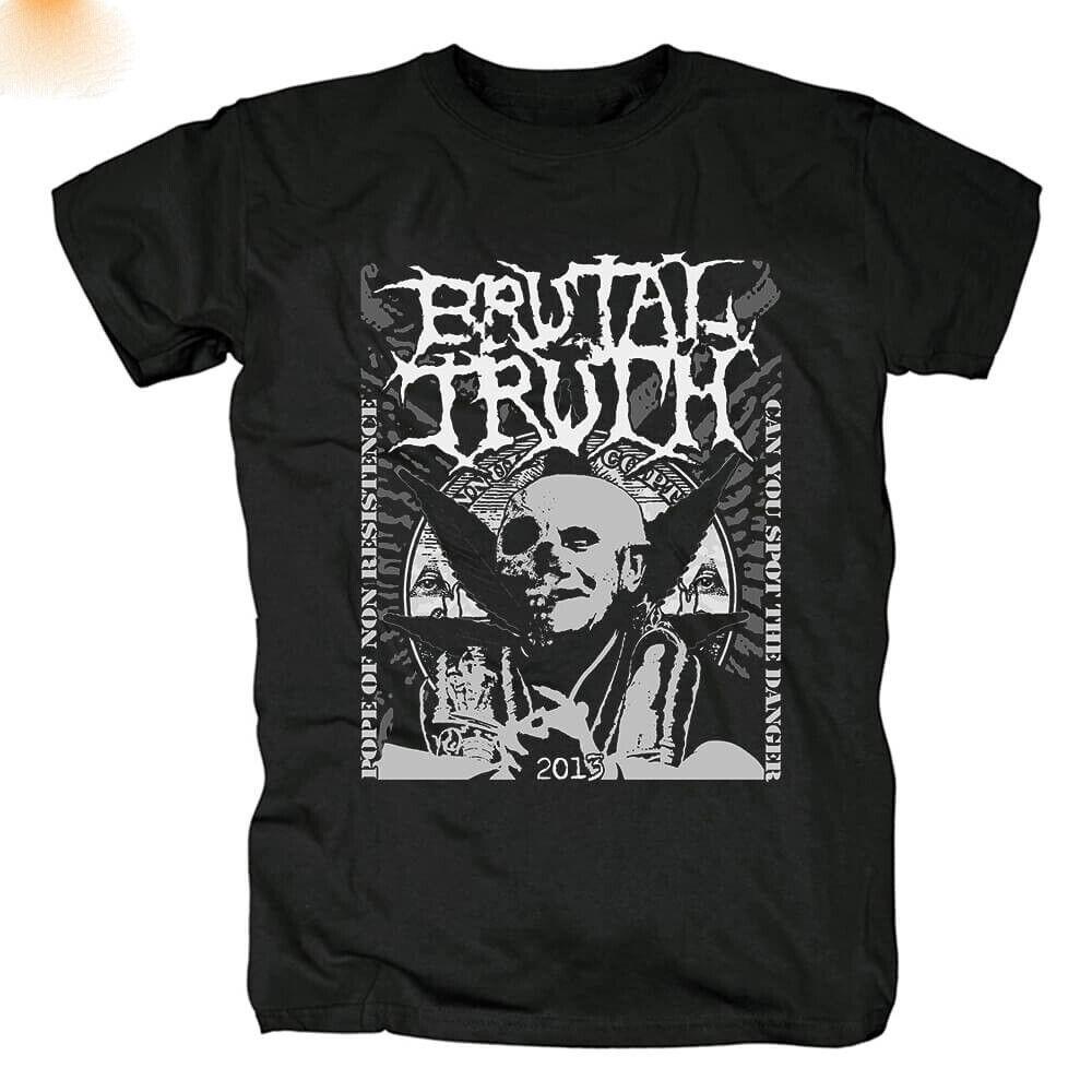 Vtg Brutal Truth Band Short Sleeve Cotton Black Full Size Unisex Shirt AC1349