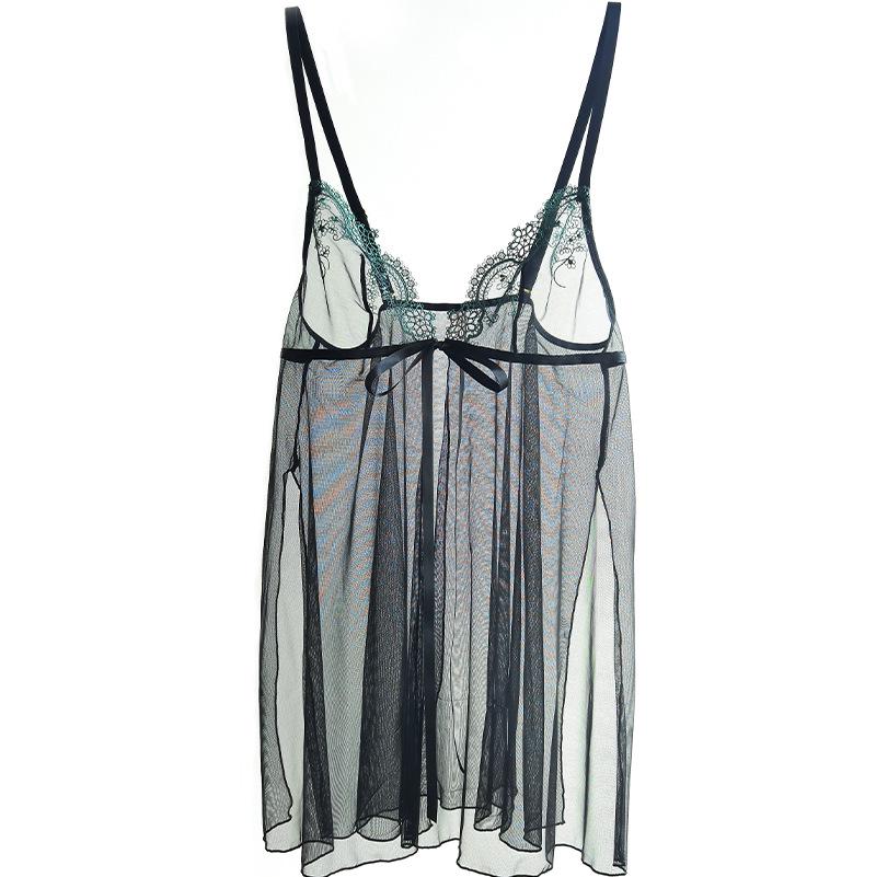 Ночная рубашка с подвязками из французского кружева и атласный комбинезон с дышащей тканью, Т-образной спинкой и воротником-стойкой