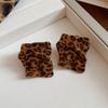 Серебряная Игла Леопардовые Геометрические Серьги Винтажные Маillard Темперамент Премиальные Серьги-Гвоздики Модные Ежедневные Серьги для Коммутирующих