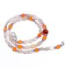 Natural Moonstone Carnelian Amethyst Gemstone Smooth Beads Necklace 17" UB-4411 UB-4411