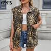 Women's Fashion Casual Leopard Print Summer Spring Short Sleeve POLO Neck Jackets & Coats