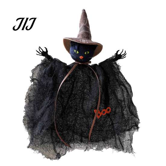 Cute Spooky Style Room Decorations Halloween Witch Doll Ornaments, Cat Pumpkin Playful Holiday Themed Hanging Dolls Decoration for Tree, Home