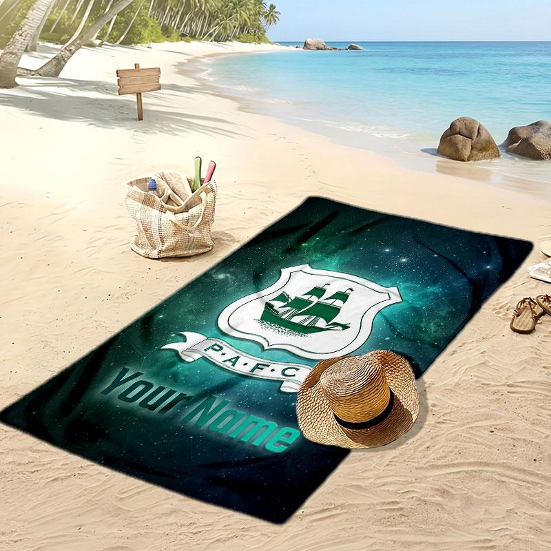 Plymouth Argyle FC Personalized Printed Beach Towel Soccer Logo Support Custom Name Text Absorbent Towel For Sport Travel Special Gift