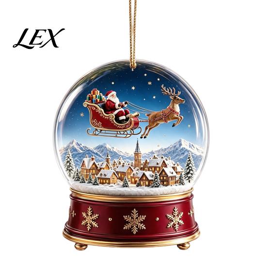 Festival Celebration Gifts Christmas Crystal Ball Style Pendant with Hanging Rope, 2D Flat Acrylic Durable Decorations Ornament for Holiday