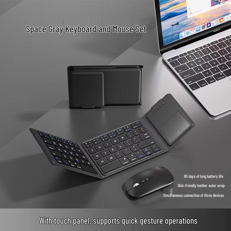 Портативная складная Bluetooth-клавиатура и сенсорная панель для ноутбуков, iPad, планшетов, телефонов с беспроводной мышью
