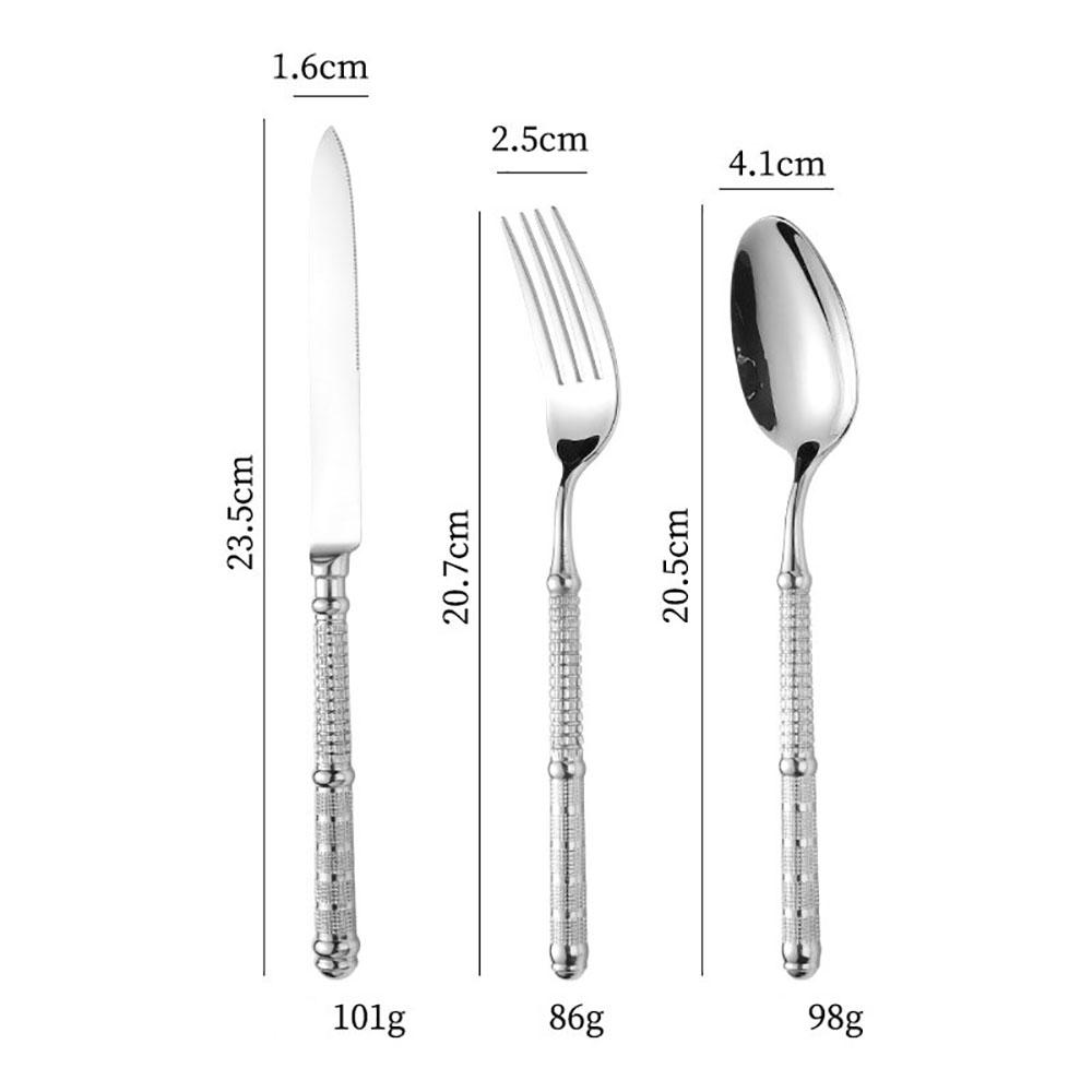 Light Luxury Stainless Steel Tableware Embossed Floral Pattern Knife Fork Spoon Set Durable Silverware for Home Restaurant