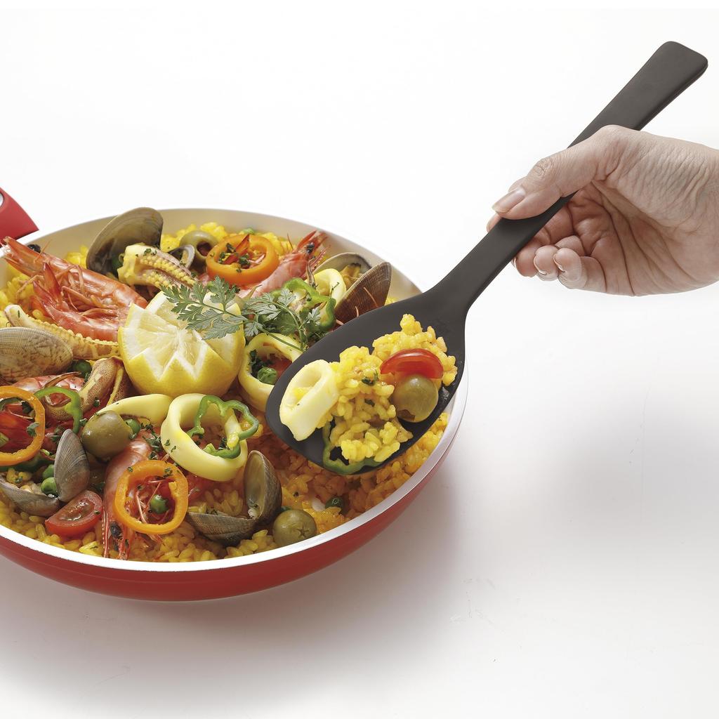 KAI 27cm Silicone Dishwasher for Mixing and Serving Gray Corporation's One-Piece Spoon, Safe, Dishes, (DH8101)