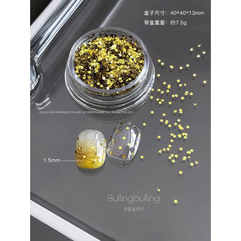 Mini Star Sequin Nail Art Charms Shiny Iridescent Pentagram Ultra-thin Shell Stickers