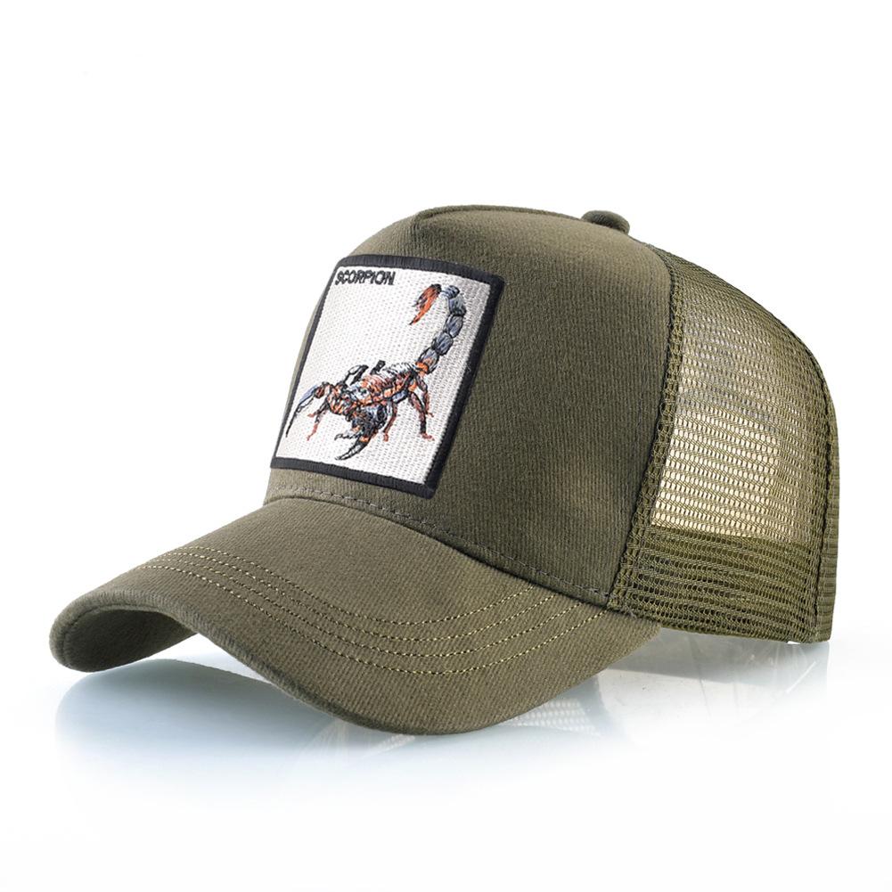 Кепка Тракер Четыре Сезона Мужская Женская Snapback Хип-Хоп Бейсболка С вышивкой скорпион нашивка Регулируемый козырек
