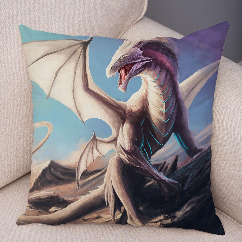 Наволочка с мультяшным животным принтом, чехол для подушки с рисунком дракона, декоративная наволочка для автомобиля, дивана, дома, гостиной