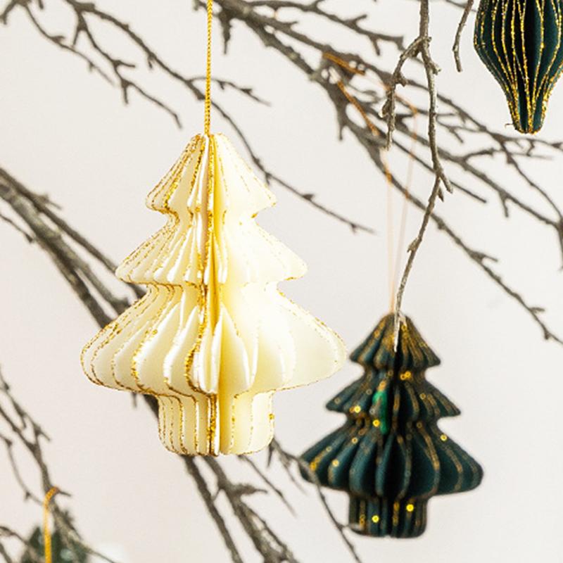 1PC Lantern Elegant Ornament Festive Paper Durable Ornament Classic Christmas Tree Romantic Honeycomb Delicate