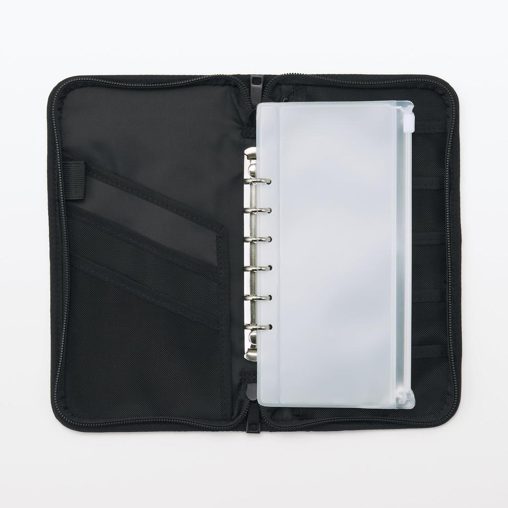 MUJI Полиэстеровый чехол для паспорта с прозрачным карманом x 13 x OHCA3A2S, черный, прибл.. 23.5 2.5 см,
