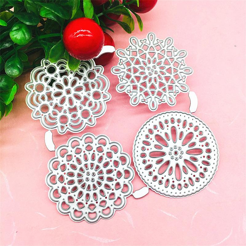 Four-piece Lace Circular Design Style Metal Cutting Dies DIY Scrapbooking Embossing Stencil Paper Craft Album Template