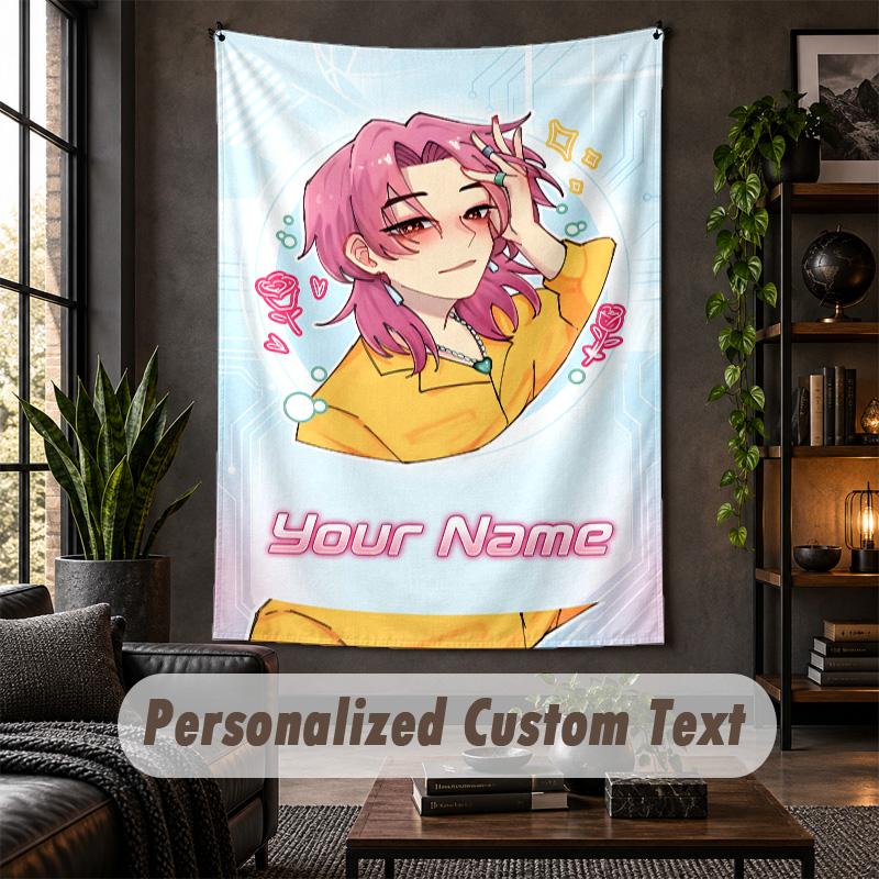Wall Tapestry Kpop Demon Hunters Print Custom Name Text Wall Hanging Home Decor