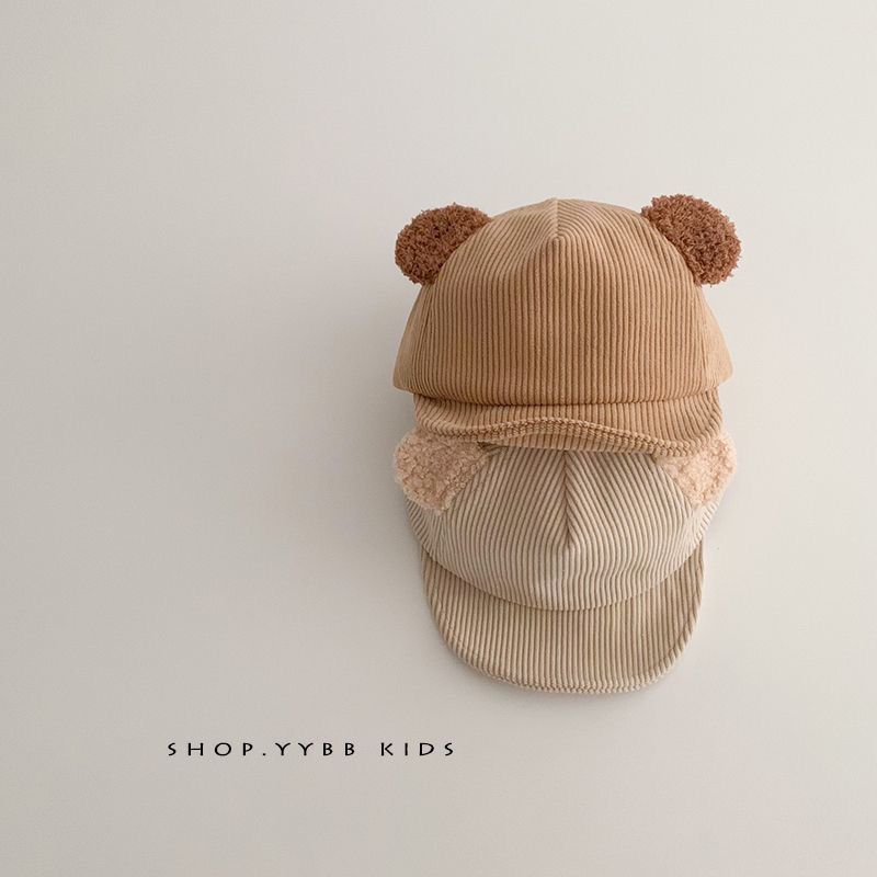 Baby Winter Corduroy Baseball Cap Thick Warm Duckbill Hat for Infant Boys Girls Fashionable Autumn Outdoor Headwear