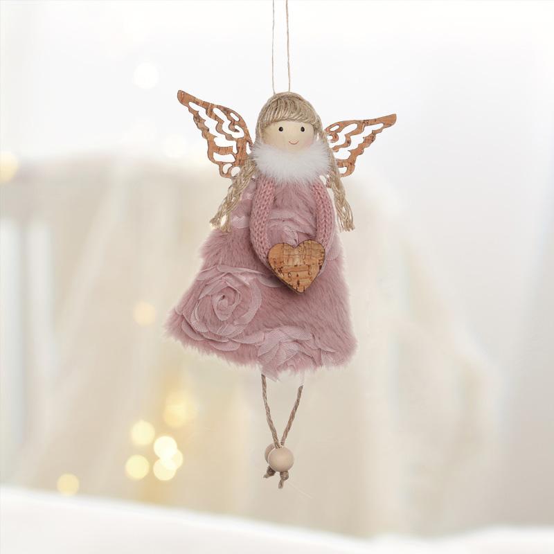 1 шт. подвесное украшение на рождественскую елку с деревянными полыми крыльями рождественская кукла-ангел