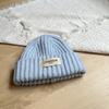 Korean Letter Patch Knitted Woolen Hat Autumn and Winter Warm Curled Edge Woolen Hat Large Head Circumference Loose Knitted Hat