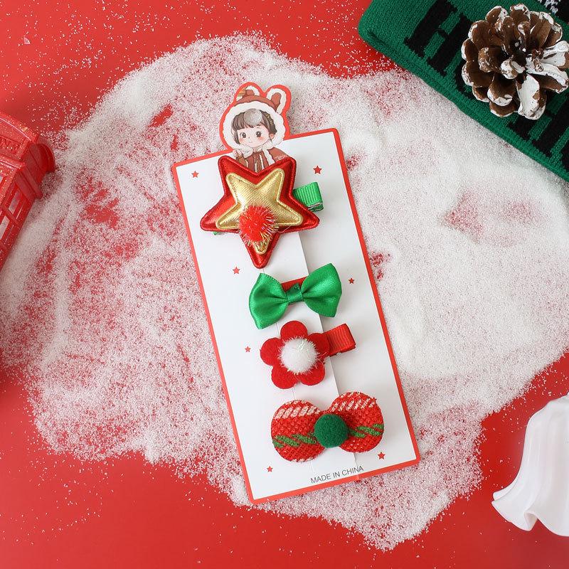 Рождественские заколки для волос для девочек 2024 - Праздничный бант и боковые аксессуары для детей