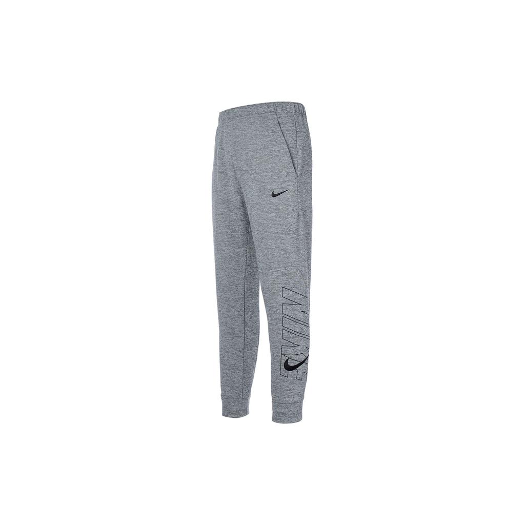 Nike Letter Logo Print Elastic Waist Fleece-Lined Thick Knit Joggers Men Bottoms Grey FB6893-063