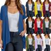Women's Fashion Solid Color Irregular Hem Short Sleeve Cardigan Pocket Jacket