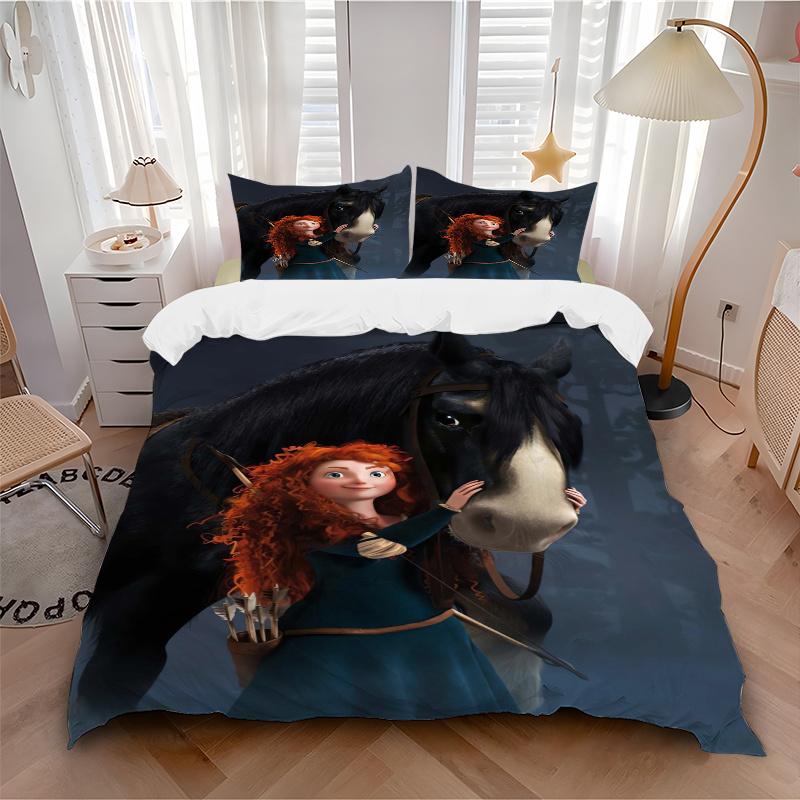 3pcs Merida's Brave Adventure Bedding Set, Including 1 Quilt Cover and 2 Pillow Shams, Without Filling, Soft and Comfortable Home Bedroom Fabric,