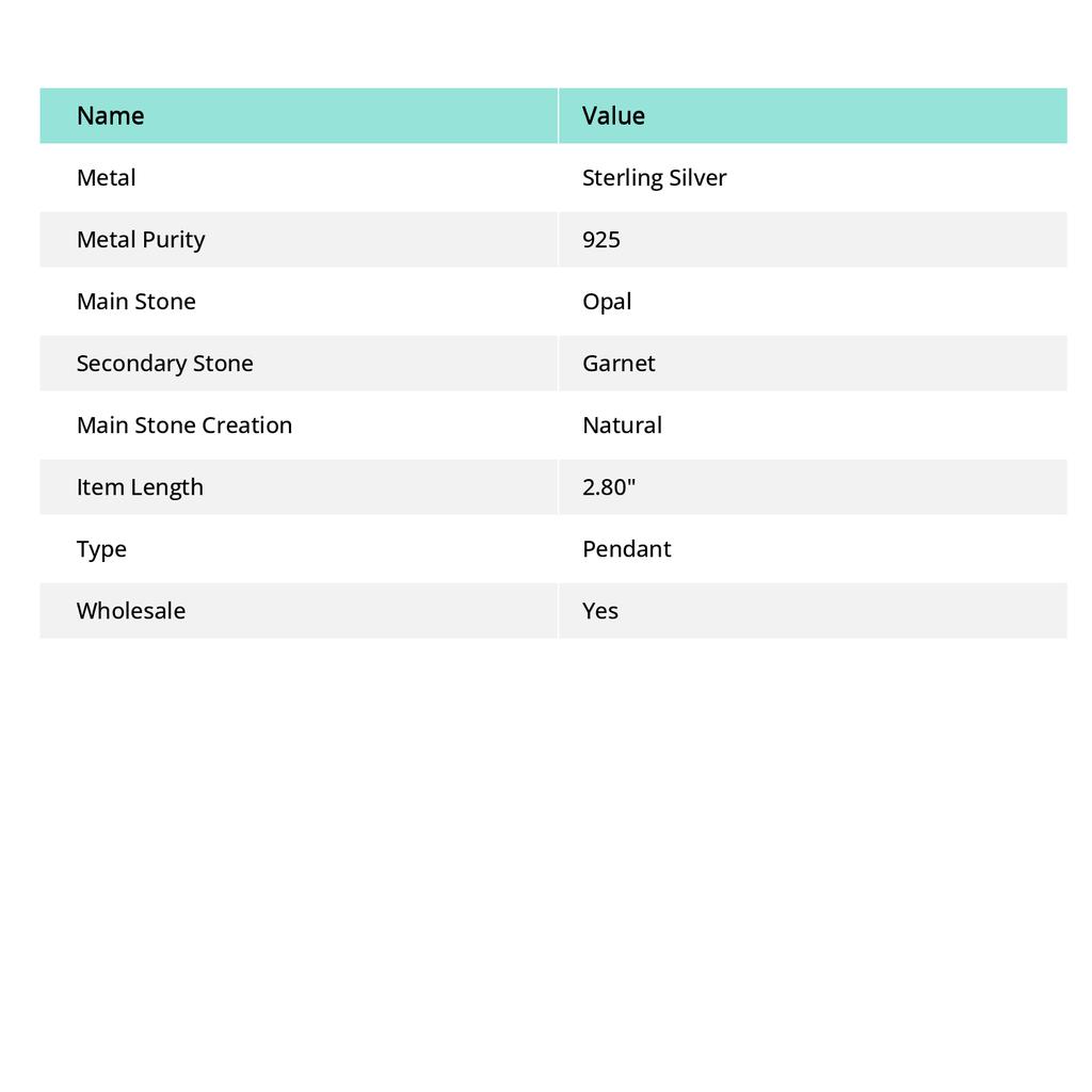 Pink Opal, Garnet Handmade 925 Sterling Silver Gift Pendant 2.80" B8g47