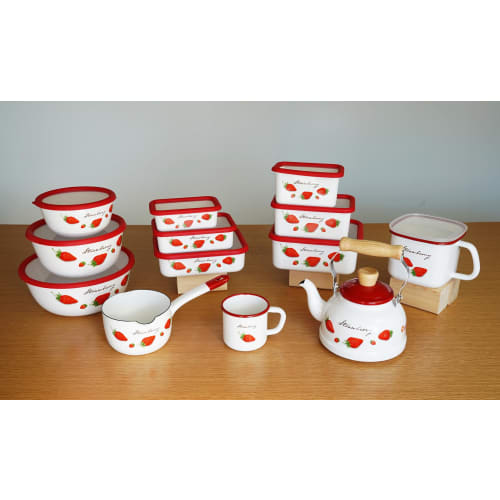 Fuji Enamel Strawberry Milk Pan, 12cm, STB-12M