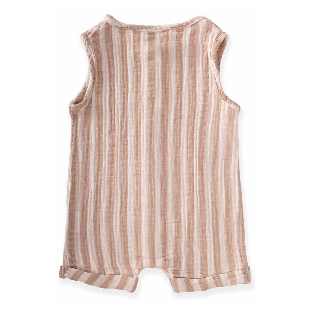 Полосатый муслиновый комбинезон для детей 0–3 лет кофейного цвета