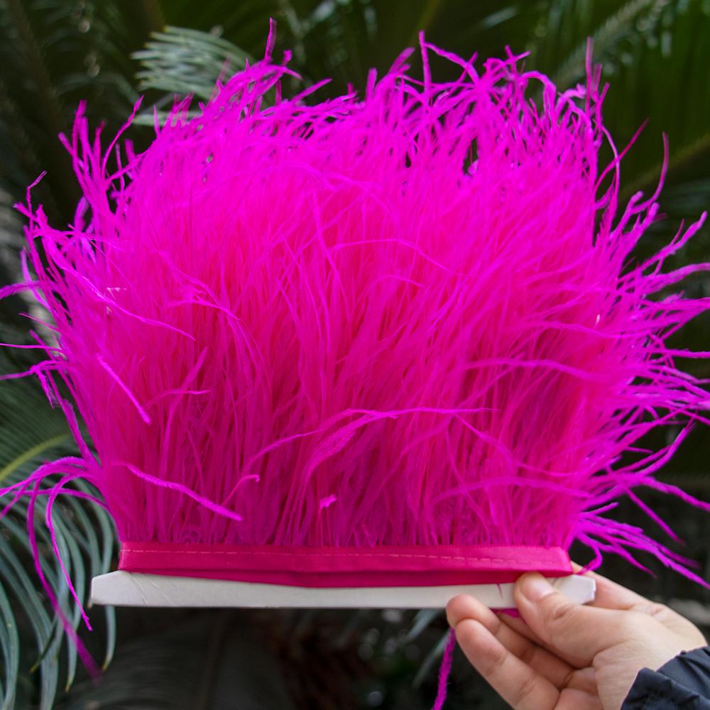 1M Natural Ostrich Feathers Trim White Clothing Sewing Ribbon 8-10cm Feather Fringe for Wedding Party Decoration Crafts Plumes