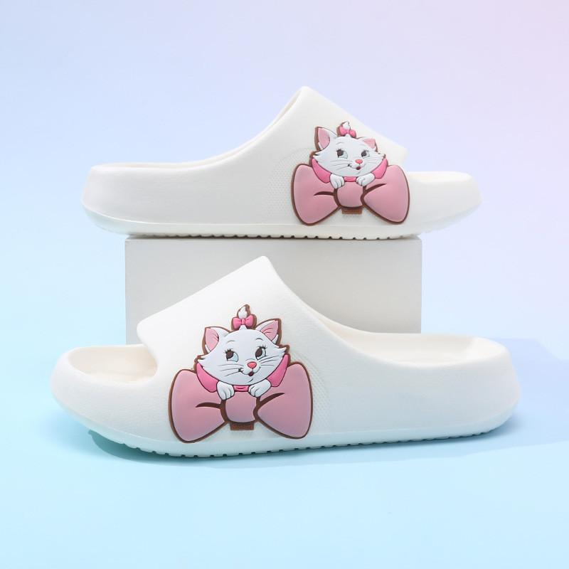 Уютные белые и розовые мультяшные домашние тапочки для девочек с нескользящей подошвой из ЭВА