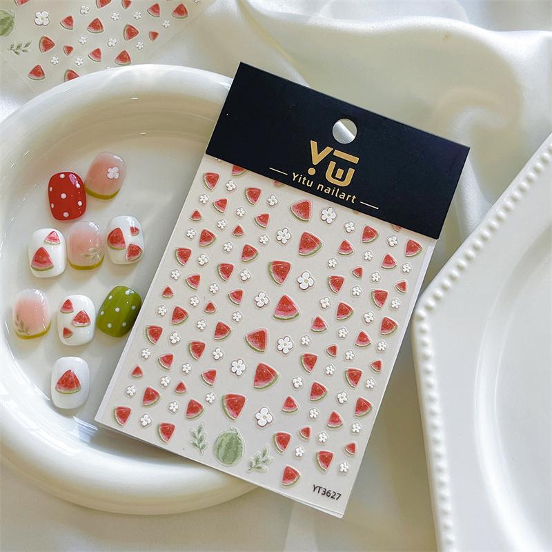 Cartoon Watermelon Nail Art Stickers Creative Self-Adhesive Nail Stickers Kawaii Nail Decals Diy Nail Decoration Accessories