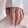 Korean Minimalist Titanium Steel Black & White Checkerboard Index Ring