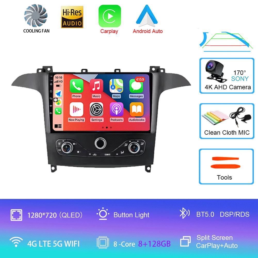 Android 14 Для Ford S MAX S-MAX 2006-2015 Для FORD GALAXY 2014 Автомагнитола GPS Carplay Мультимедийный плеер Навигация Стерео DSP DVD