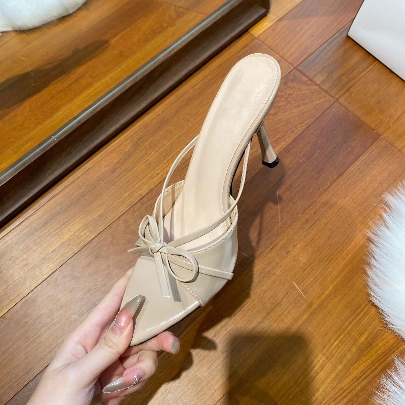 Роскошные Сексуальные Тонкие Высокие Каблуки Летние Женские Шлепанцы Модные Открытый Носок Платье-Слайдеры Женские Бант-Бабочка Стрип-Клуб Вечеринка Сандалии