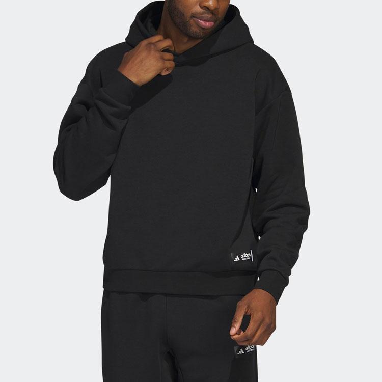 Adidas Essentials Loose Fit Hoodie Classic Logo Daily Casual Sweatshirt Men Black HY2765