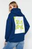 Women's Fashionable Stylish Sweatshirt Stone Back Print Detailed Oversize Wide Fit Thick Inside Fleece Knitted Sweatshirt