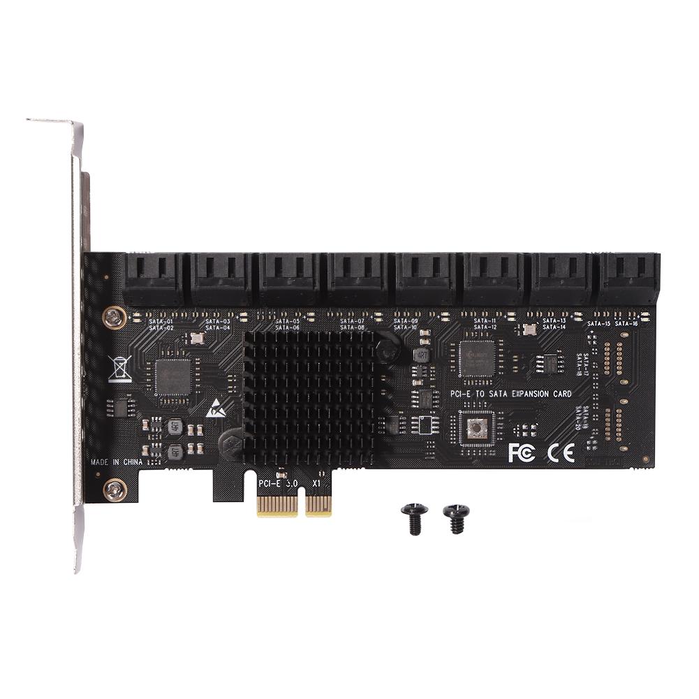 Expansion Card Port PCIE Expansion Card PCIE Adapter 16 Port 6Gbps PCI-Express X1 to SATA 3.0 Expansion Card