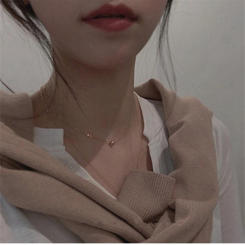 Цепочка на ключицы из стерлингового серебра 925 пробы, женское универсальное маленькое золотистое кулон в виде фасоли, простой милый подарок для красоты друга, ювелирное изделие