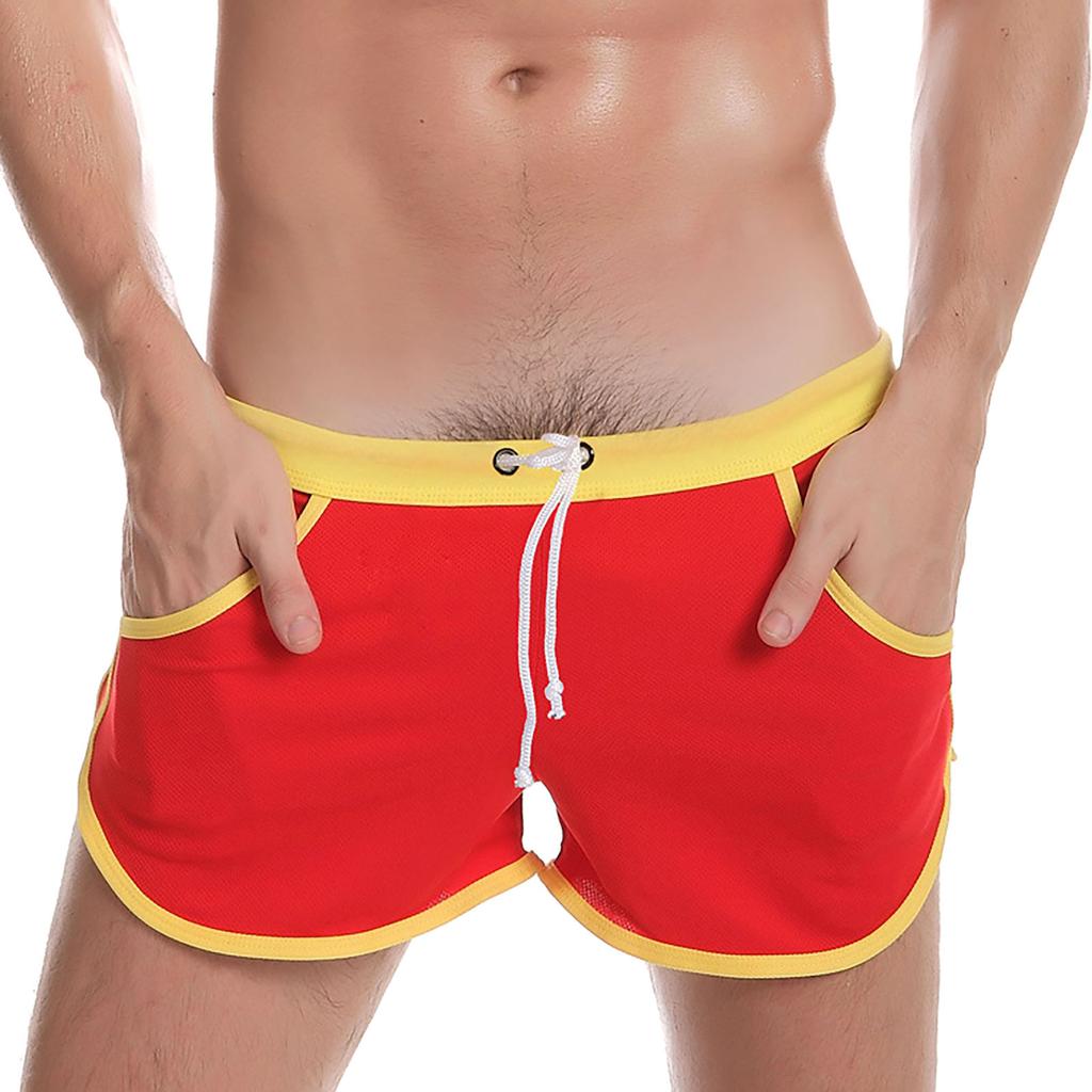 Men's Sports Aro- Pants Men's Shorts Boxers Loose Breathable Beach Pants Men's Boxers Built-in Bag